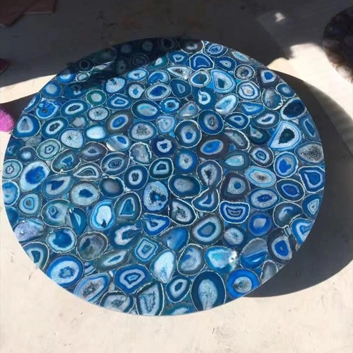 Table Top Furniture Dining Table Blue Agate Marble Tops agate gemstone wholesale