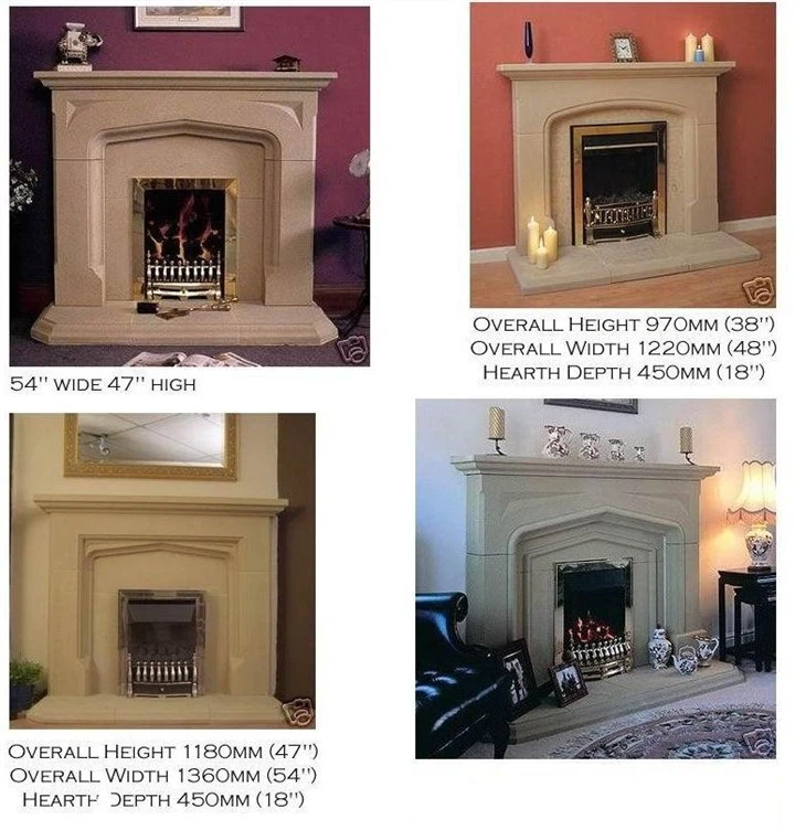 Hand Carved White Marble Cultured Stone Fireplace Mantel Surround